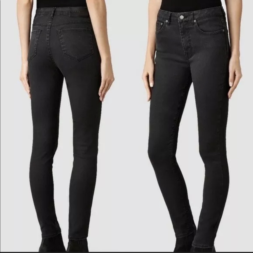 All Saints Mast Low Rise Skinny Black Jeans NWT